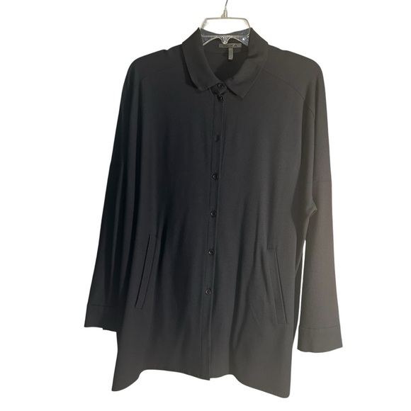 OSKA Black Viscose Button Down Shirt Dress Sz 0 - Picture 1 of 13